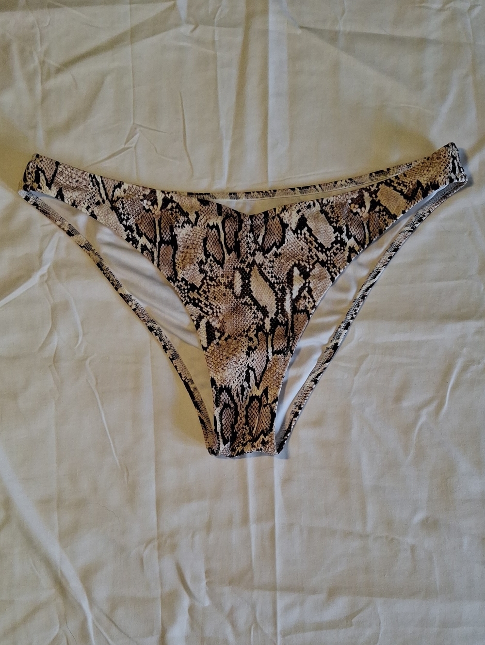Shade & Shore Snake-Print Bikini Bottom in Beige and Black